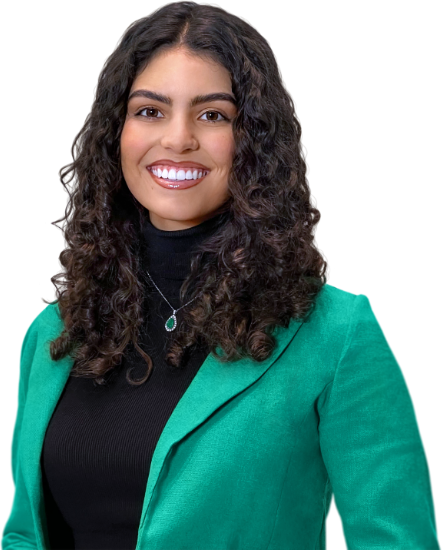 online professional headshot example of woman in green jacket